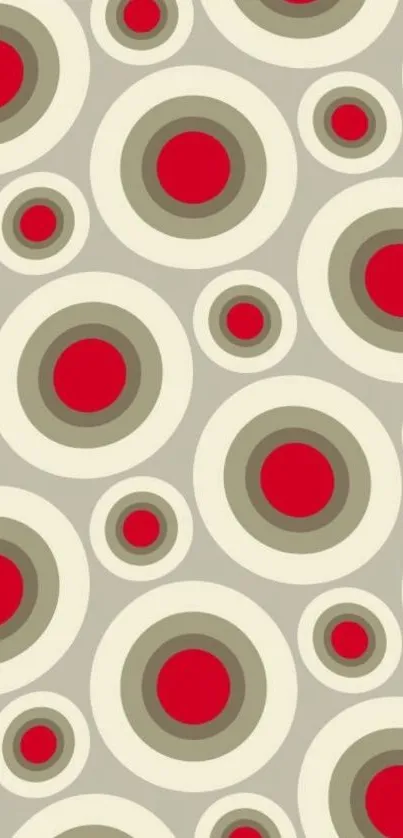 Retro circle pattern wallpaper in red and gray hues.