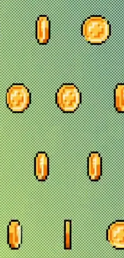 Retro pixelated coin wallpaper with a vintage gaming theme.