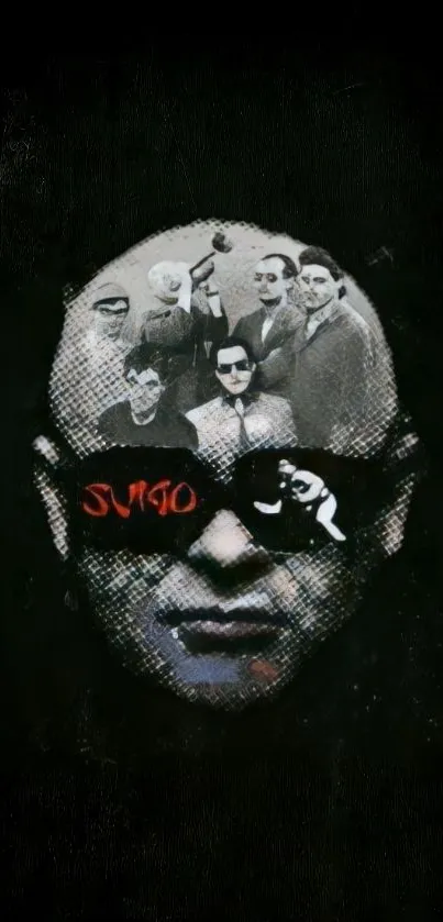 Monochrome vintage collage artwork, retro-inspired.