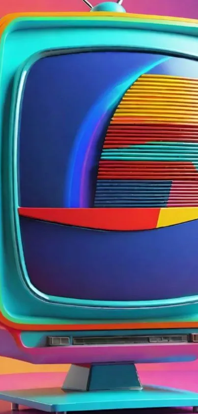 Colorful retro TV illustration with vibrant hues.