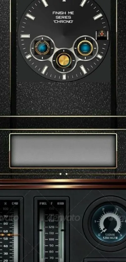 Retro dashboard clock wallpaper with classic dials and gauges.