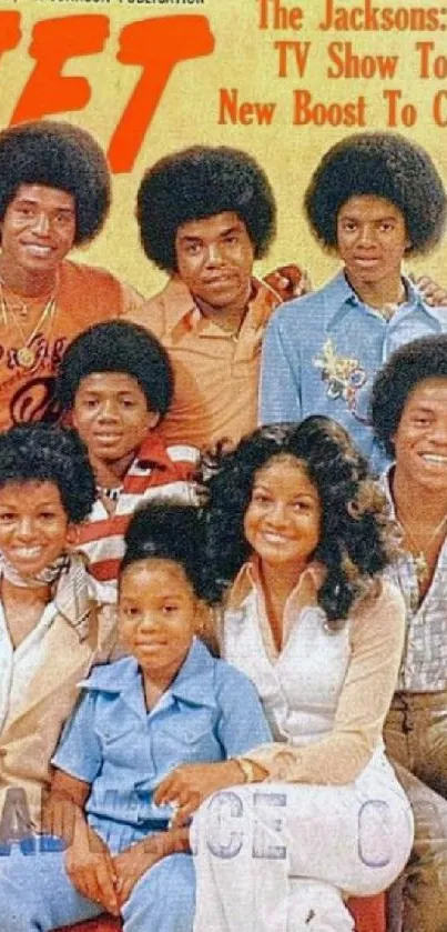 Vintage magazine cover of the Jackson family.