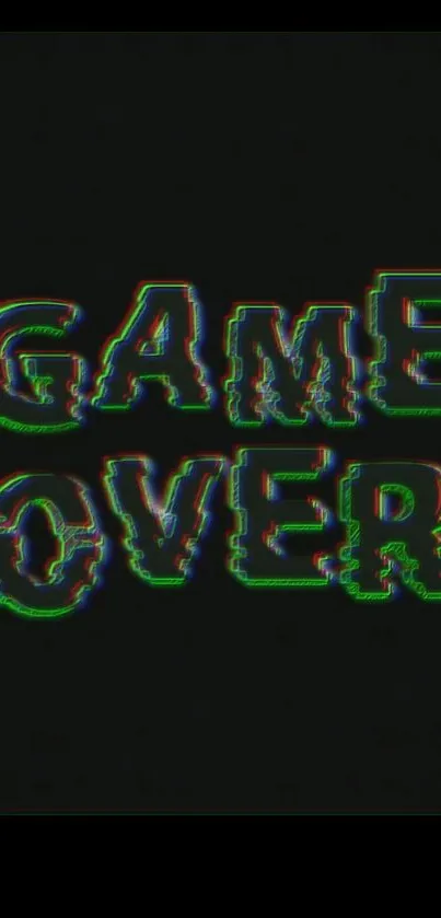 Retro 'Game Over' wallpaper with a glitchy text effect on a black background.