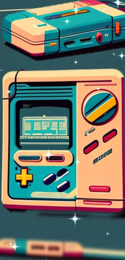 Retro gaming console with vibrant colors and nostalgic design.