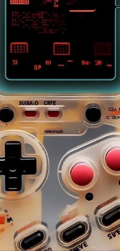 Colorful retro gaming console design on mobile wallpaper.