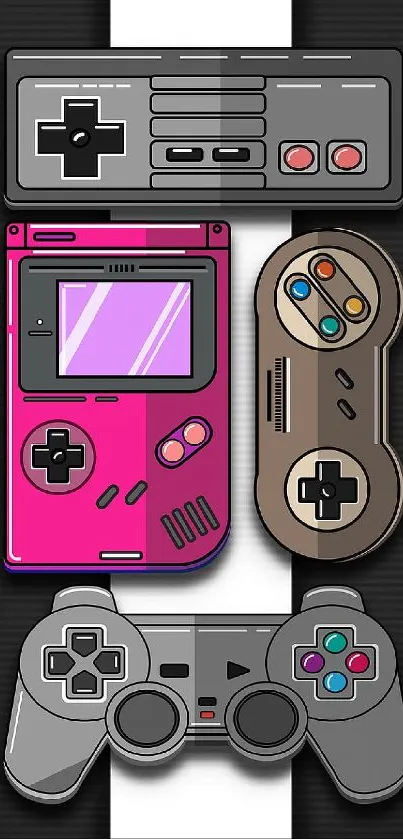 Colorful retro gaming controller wallpaper.