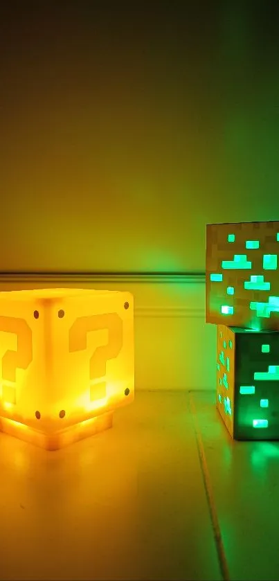 Vibrant neon cubes with gaming aesthetic glow.