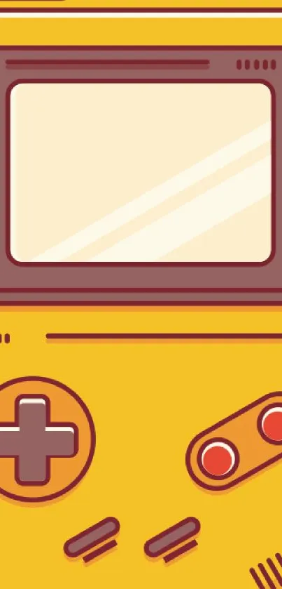 Retro handheld console wallpaper with yellow background.