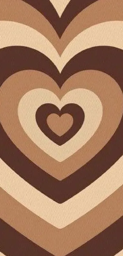 Vintage retro heart pattern wallpaper in brown and beige tones.