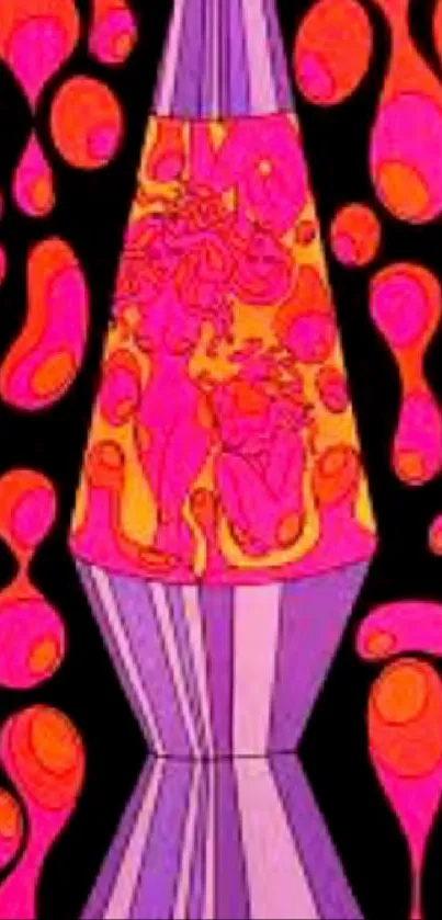 Retro pink and orange lava lamp wallpaper with psychedelic design.