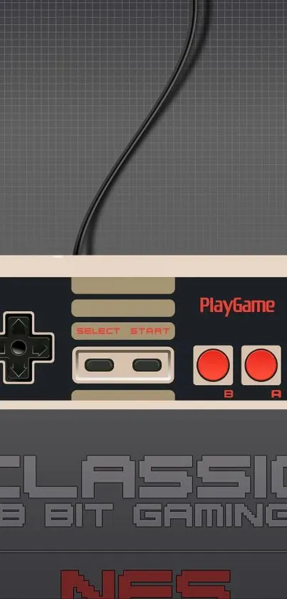 Retro NES controller graphic wallpaper with nostalgic gaming vibes.