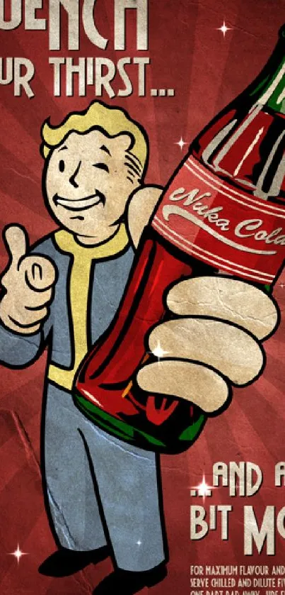 Retro-themed Nuka Cola poster wallpaper with vintage Fallout art.