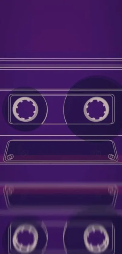 Retro purple cassette with minimal design on a vibrant mobile wallpaper.