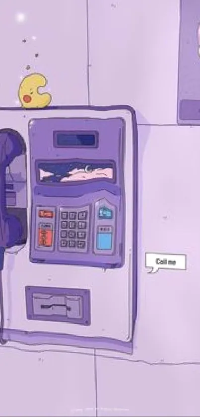 Retro purple phone wallpaper featuring a nostalgic design with a payphone.