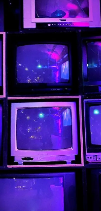 Retro televisions with purple glow