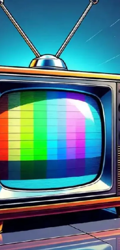 Colorful retro TV wallpaper with vibrant screen.