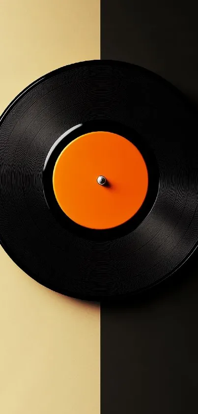 Vinyl record on two-tone background