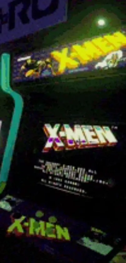 Retro X-Men arcade game wallpaper with vibrant colors.