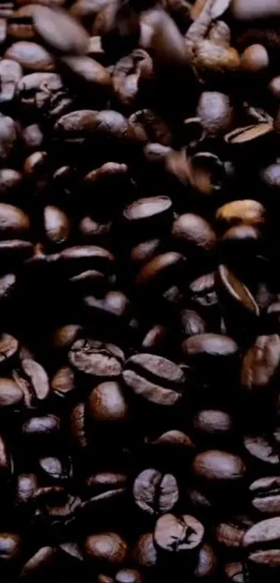 Dark coffee beans creating an aesthetic mobile wallpaper.