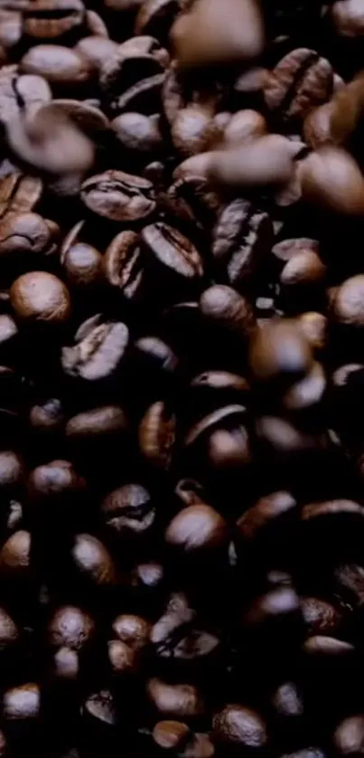 Close-up of dark roasted coffee beans for mobile wallpaper.