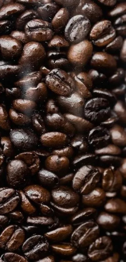 Close-up of roasted coffee beans texture.