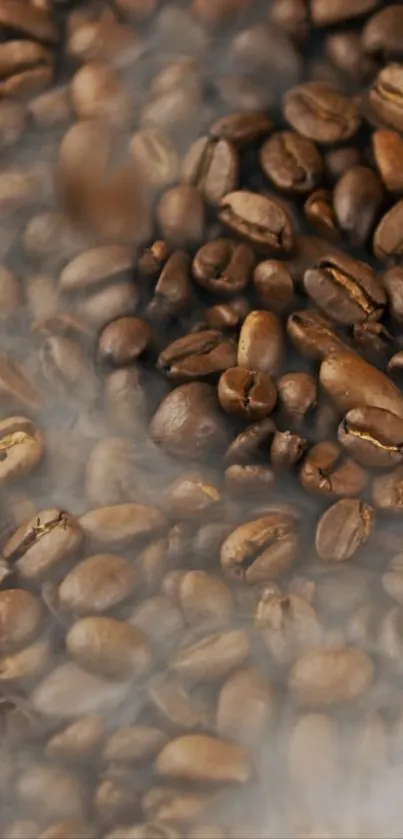 Steaming roasted coffee beans wallpaper.