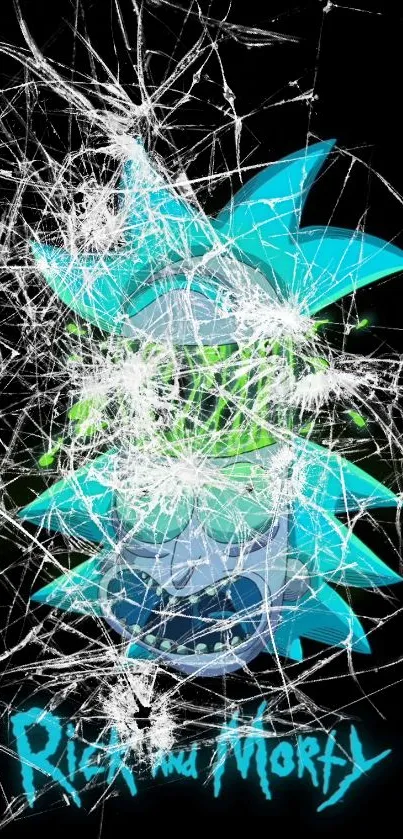 Rick and Morty shattered glass wallpaper.