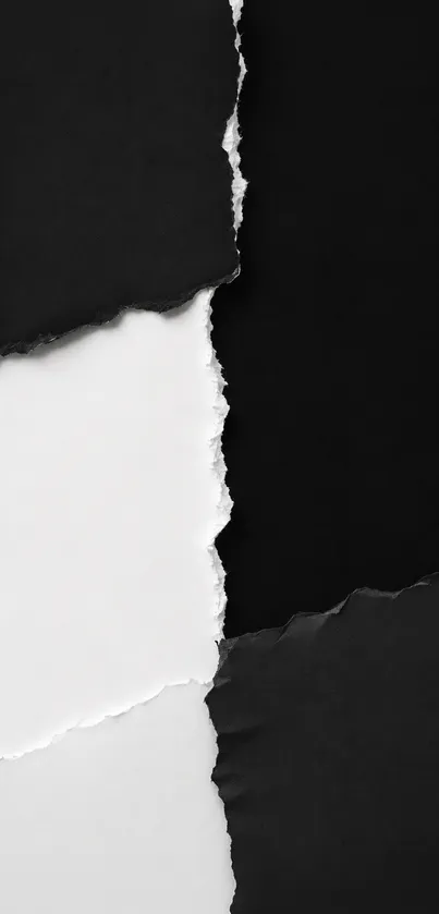 Black and white ripped paper minimalist wallpaper design.