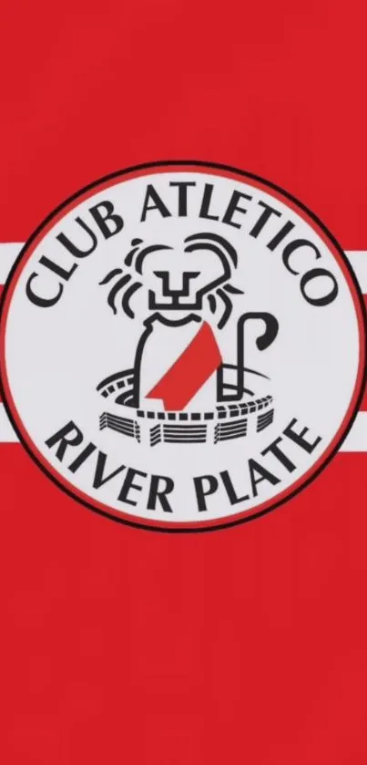 River Plate club emblem on red background for mobile wallpaper.