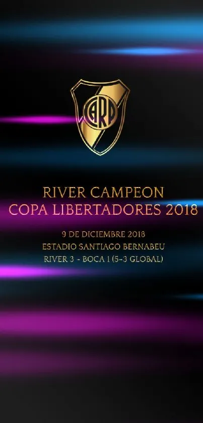 River Plate 2018 football champions wallpaper in black and gold.