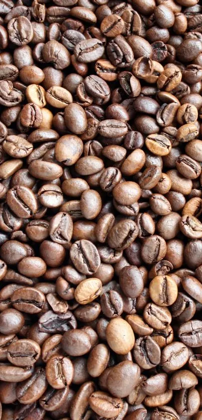 Close-up of roasted coffee beans creating a textured background.