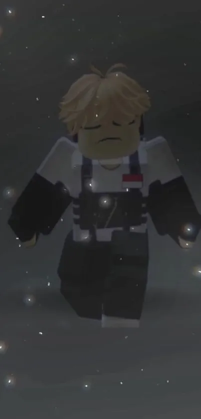 Roblox character walking through a starry night.