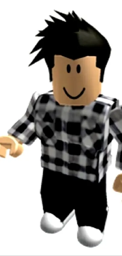 Roblox character with plaid shirt mobile wallpaper.