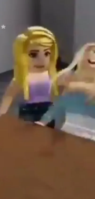 Two animated Roblox characters at a table.