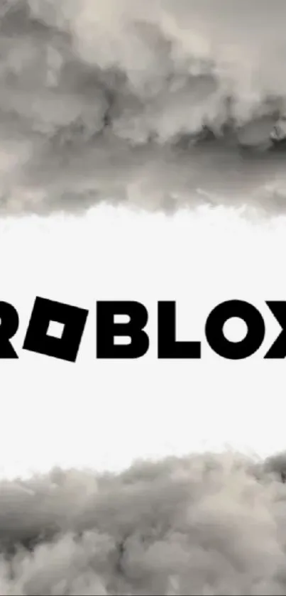 Roblox logo with dramatic cloudy background.