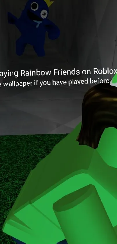 Roblox Rainbow Friends game wallpaper with vibrant characters.