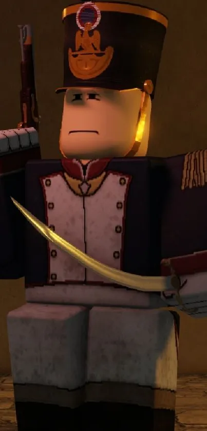 Roblox soldier standing in a dynamic pose.