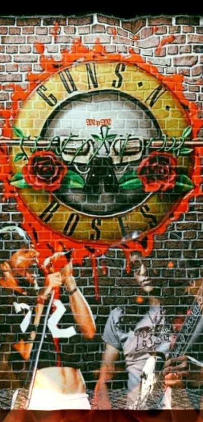 Graffiti wallpaper featuring a rock band logo with vibrant colors.