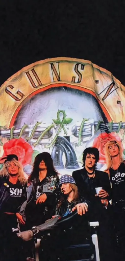 Guns N' Roses album cover art with band members for rock wallpaper.