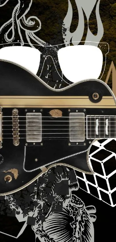 Stylish rock guitar abstract wallpaper design