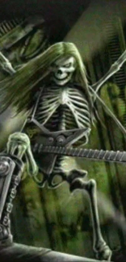 Edgy skeleton playing guitar mobile wallpaper.