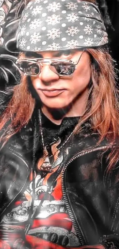 Rockstar with sunglasses and leather jacket wallpaper.