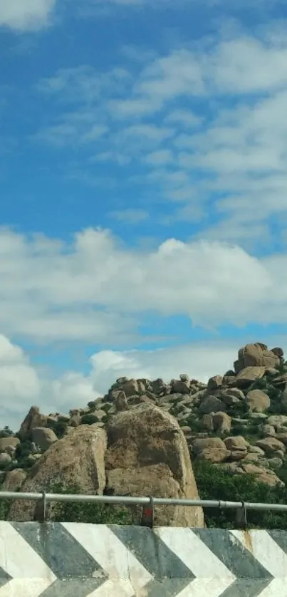 Rocky landscape under a clear blue sky.