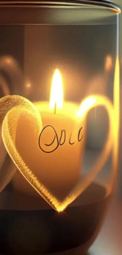 Candlelight heart art with warm glowing ambiance.