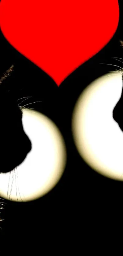 Silhouette of two cats with a red heart above.