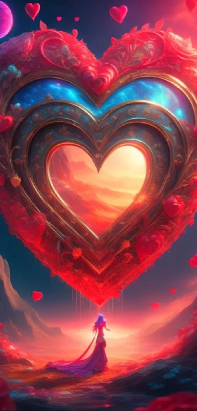 Romantic fantasy heart wallpaper with vivid colors.