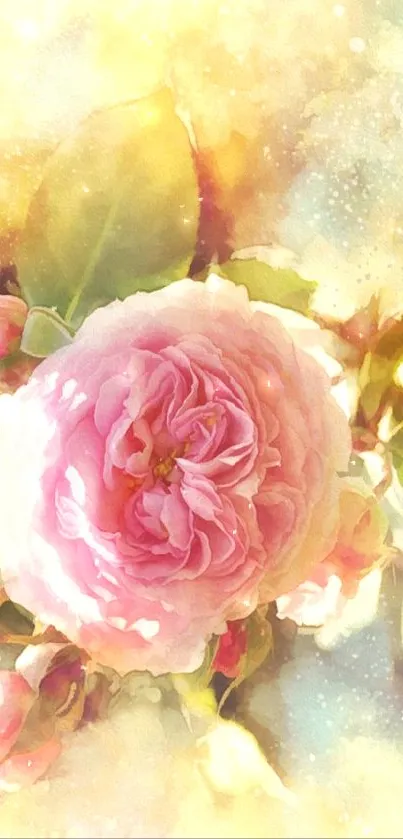 Romantic watercolor pink rose wallpaper