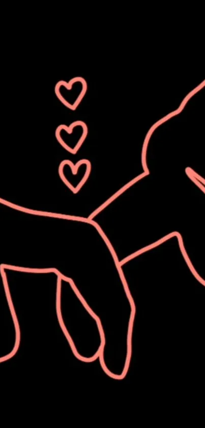 Minimalist hand holding neon line art wallpaper in black and pink.