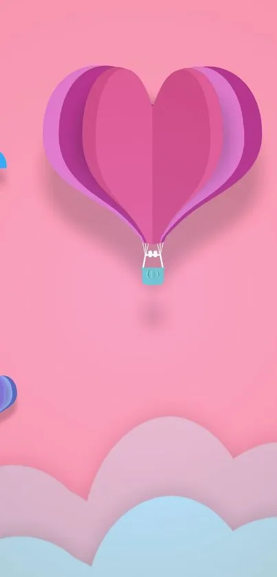 Heart balloons on pink background mobile wallpaper.