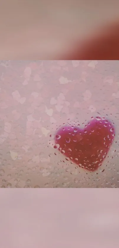 Romantic heart with pink raindrops wallpaper